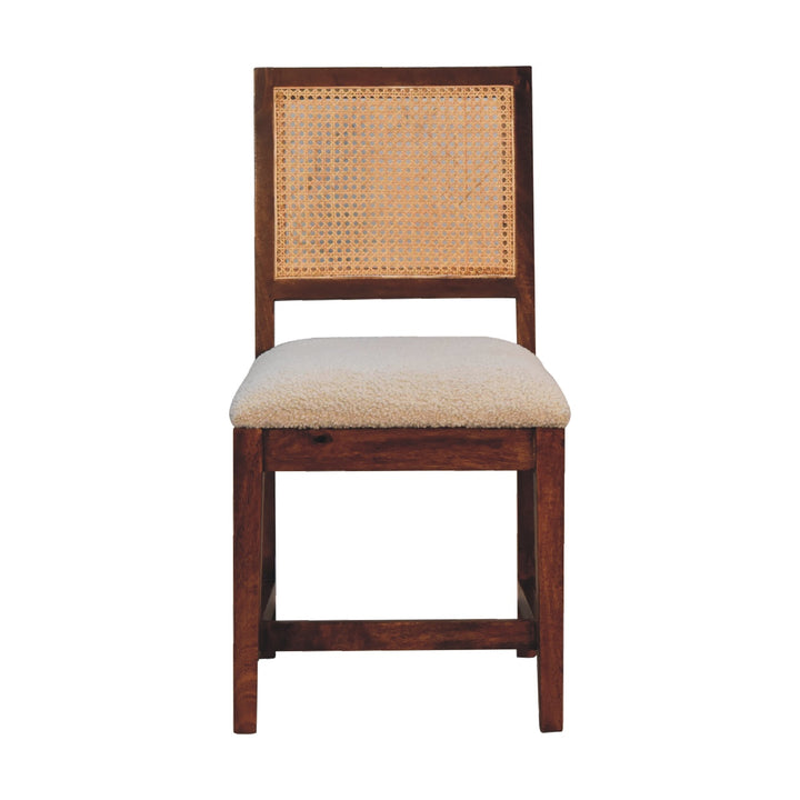 Cream Boucle Rattan Chair - TidySpaces
