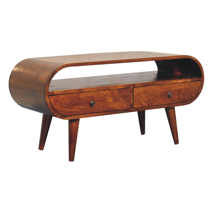 Chestnut Circular TV Stand - TidySpaces