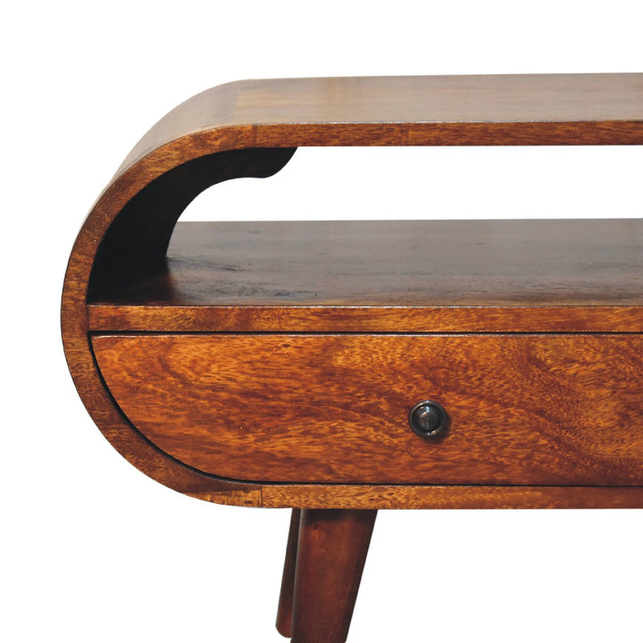 Chestnut Circular TV Stand - TidySpaces