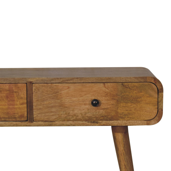 Oak-ish Curved Hallway Table - TidySpaces