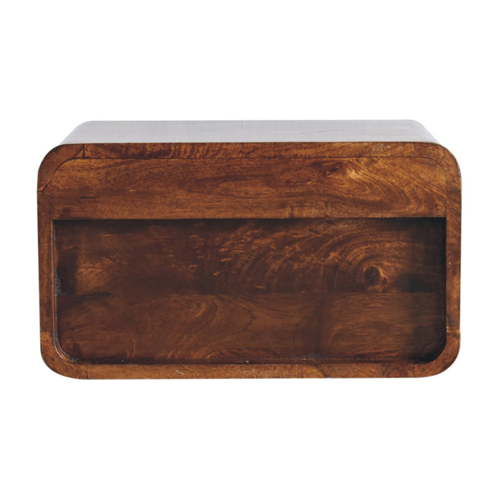 Large Chestnut Curve Upper Slot Floating Bedside - TidySpaces