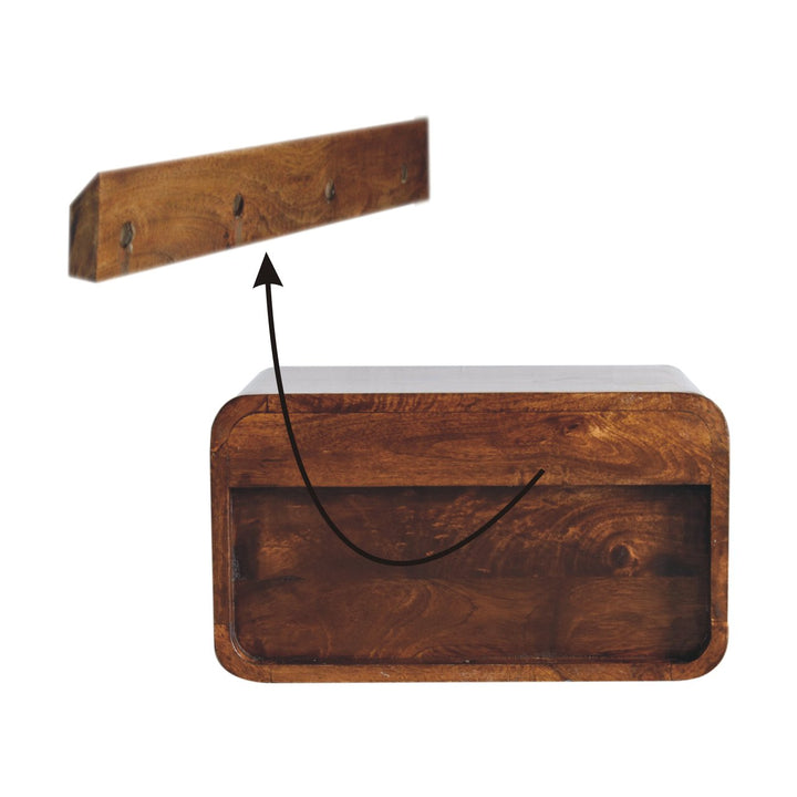 Large Chestnut Curve Upper Slot Floating Bedside - TidySpaces