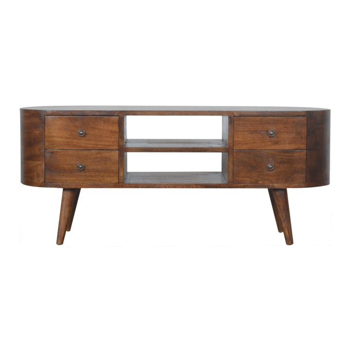 Chestnut Rounded Entertainment Unit - TidySpaces
