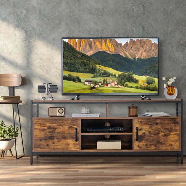 147 cm Industrial TV Stand with Adjustable Shelf for TVs up to 65 Inch