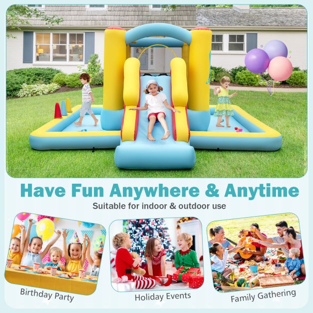 Inflatable Bouncy Castle with Slide and Tunnel without Blower - TidySpaces