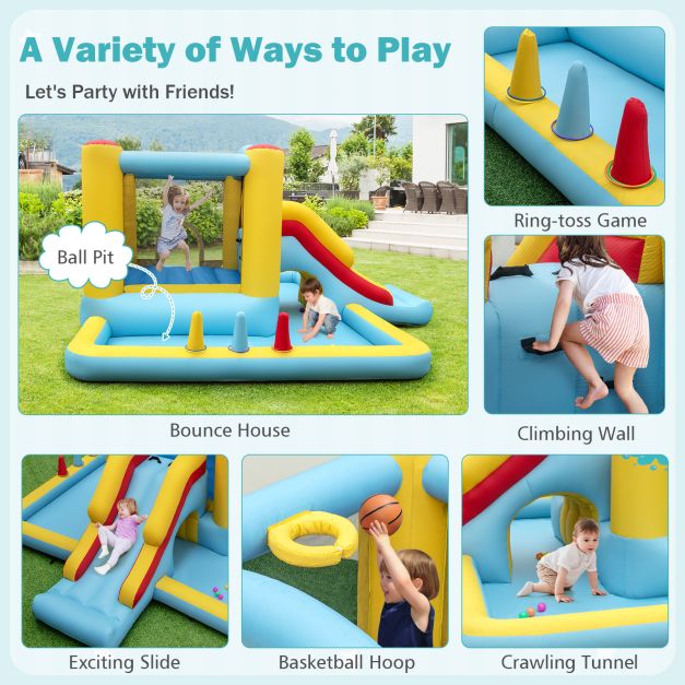 Inflatable Bouncy Castle with Slide and Tunnel without Blower - TidySpaces