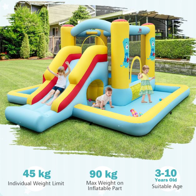 Inflatable Bouncy Castle with Slide and Tunnel without Blower - TidySpaces