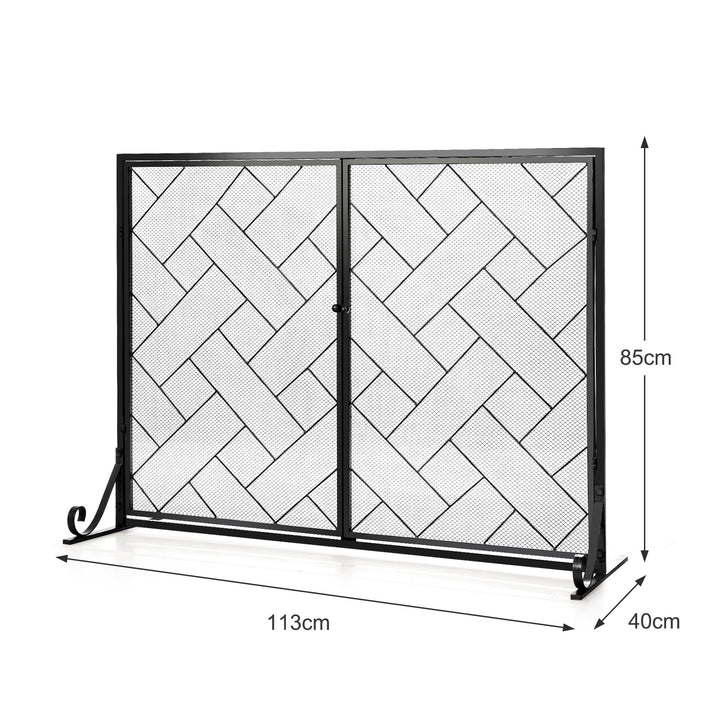 2 Panel Mesh Fireplace Screen with Double Magnetic Doors - TidySpaces