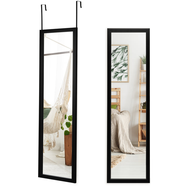 Full Length Over the Door Mirror with Hanging Hooks for Bedroom Black - TidySpaces