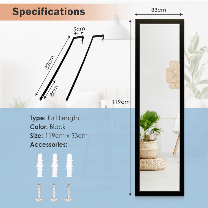 Full Length Over the Door Mirror with Hanging Hooks for Bedroom - TidySpaces