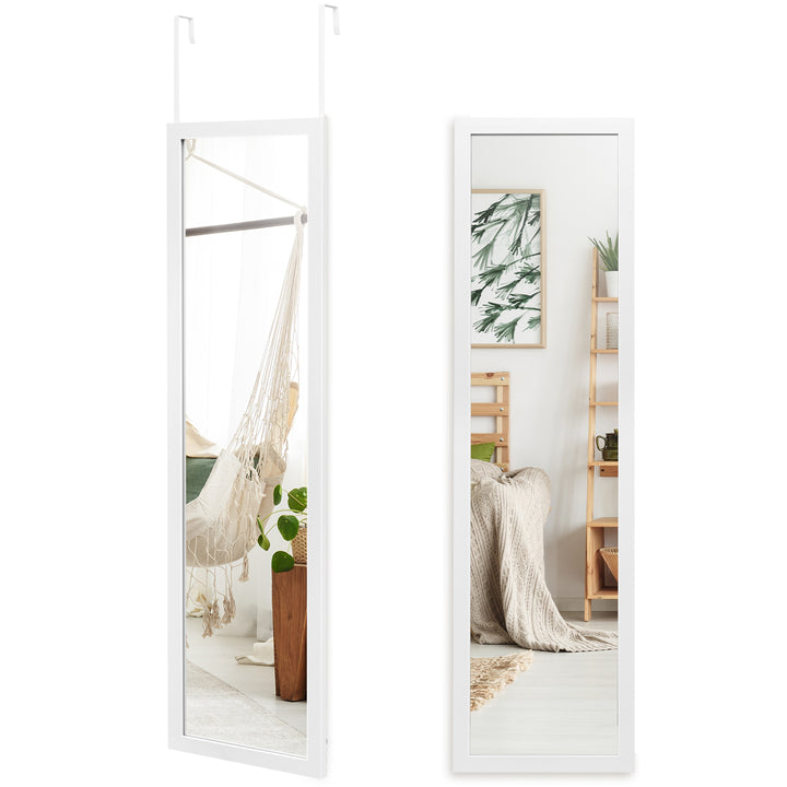 Full Length Over the Door Mirror with Hanging Hooks for Bedroom White - TidySpaces