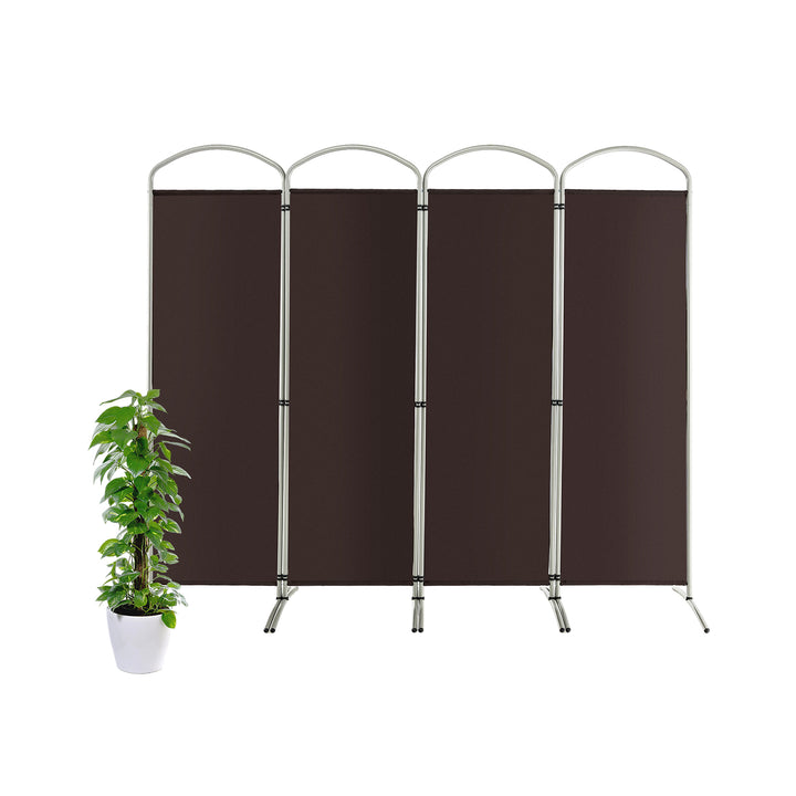 4 Panel Freestanding Folding Room Divider for Living Room Office Brown - TidySpaces