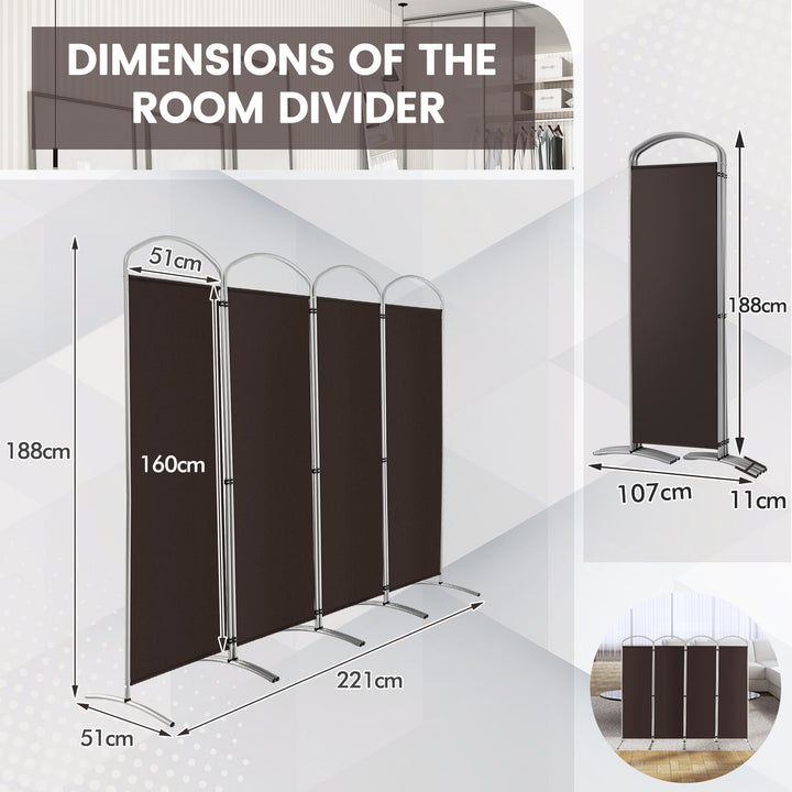 4 Panel Freestanding Folding Room Divider for Living Room Office - TidySpaces