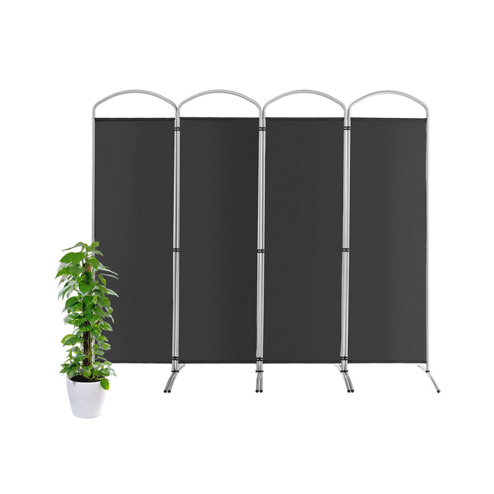 4 Panel Freestanding Folding Room Divider for Living Room Office Grey - TidySpaces
