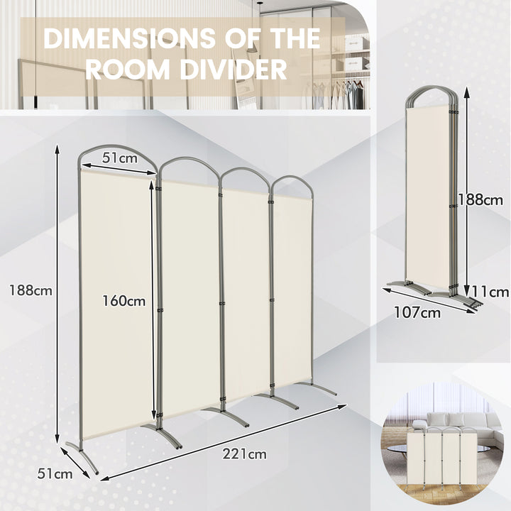4 Panel Freestanding Folding Room Divider for Living Room Office - TidySpaces