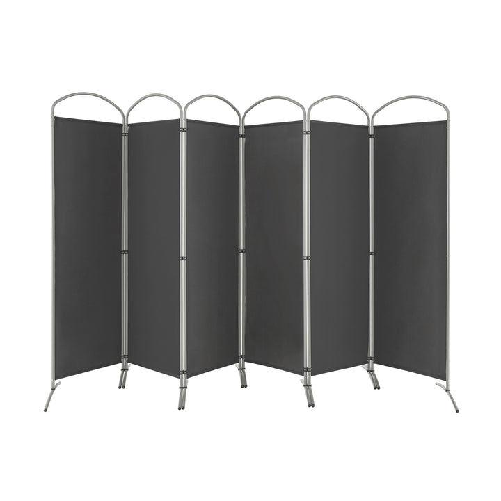 6 Panel Freestanding Fabric Room Divider for Home and Office Grey - TidySpaces
