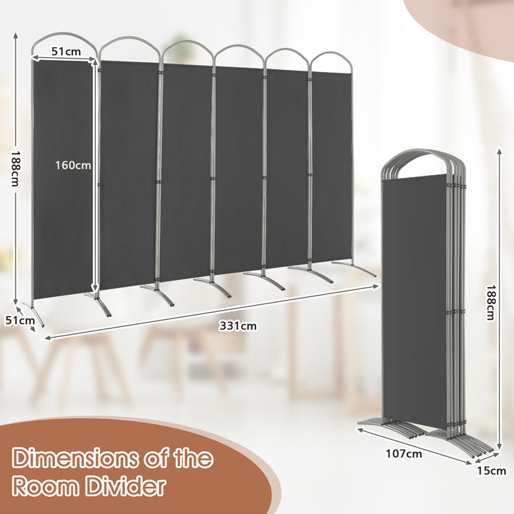 6 Panel Freestanding Fabric Room Divider for Home and Office - TidySpaces