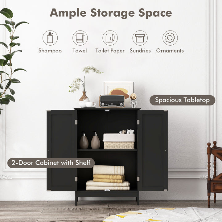 Double Door Bathroom Floor Cabinet with Shelf - TidySpaces