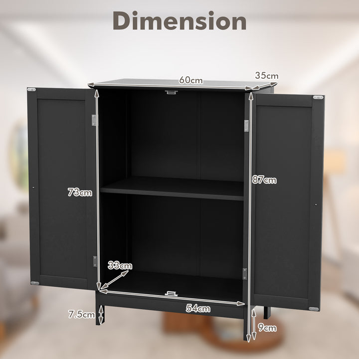 Double Door Bathroom Floor Cabinet with Shelf - TidySpaces