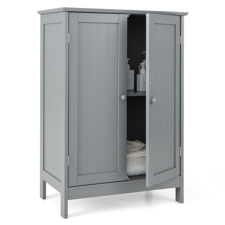Double Door Bathroom Floor Cabinet with Shelf Grey - TidySpaces