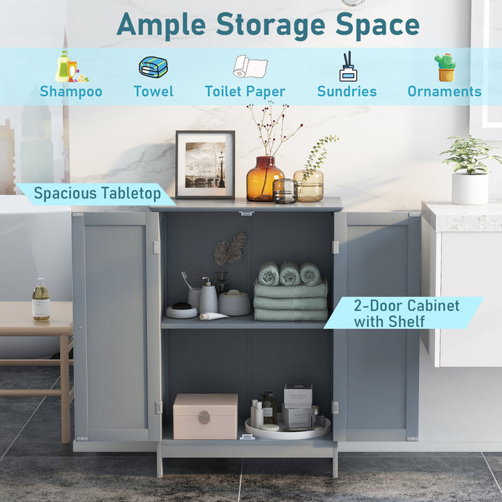 Double Door Bathroom Floor Cabinet with Shelf - TidySpaces
