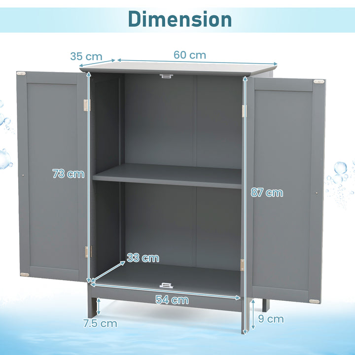 Double Door Bathroom Floor Cabinet with Shelf - TidySpaces