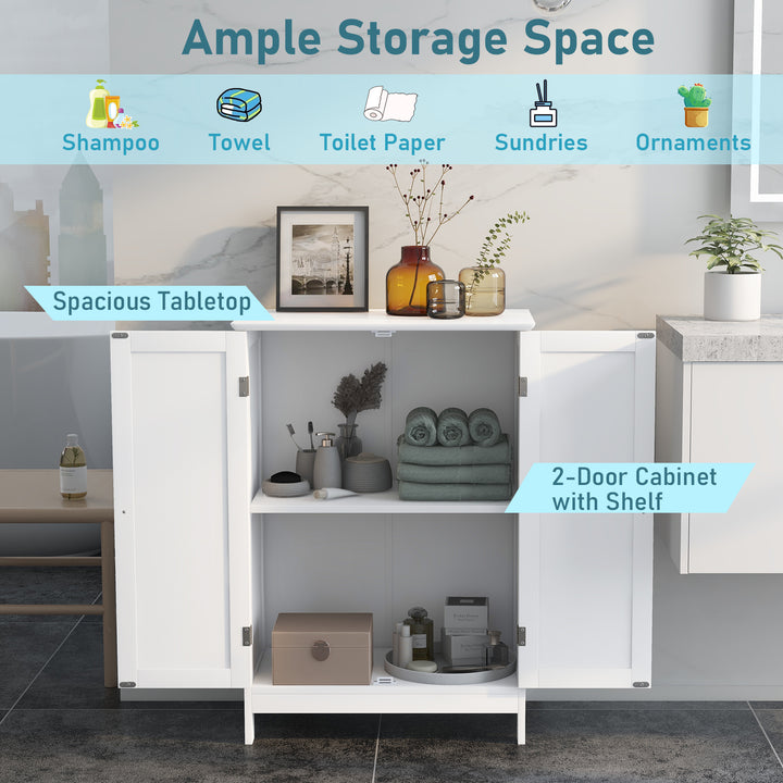 Double Door Bathroom Floor Cabinet with Shelf - TidySpaces