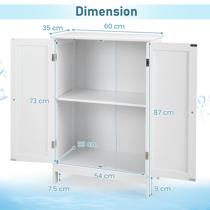 Double Door Bathroom Floor Cabinet with Shelf - TidySpaces