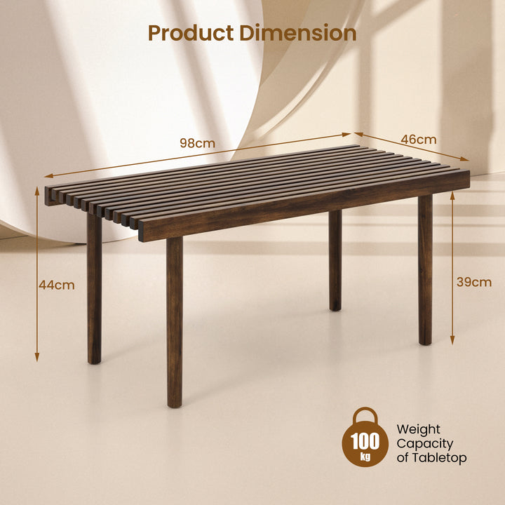 Rubber Wood Coffee Table with Slatted Tabletop - TidySpaces