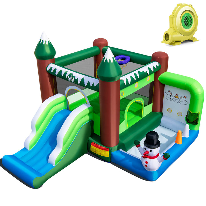 Winter Themed Inflatable Bounce House with 680W Blower - TidySpaces