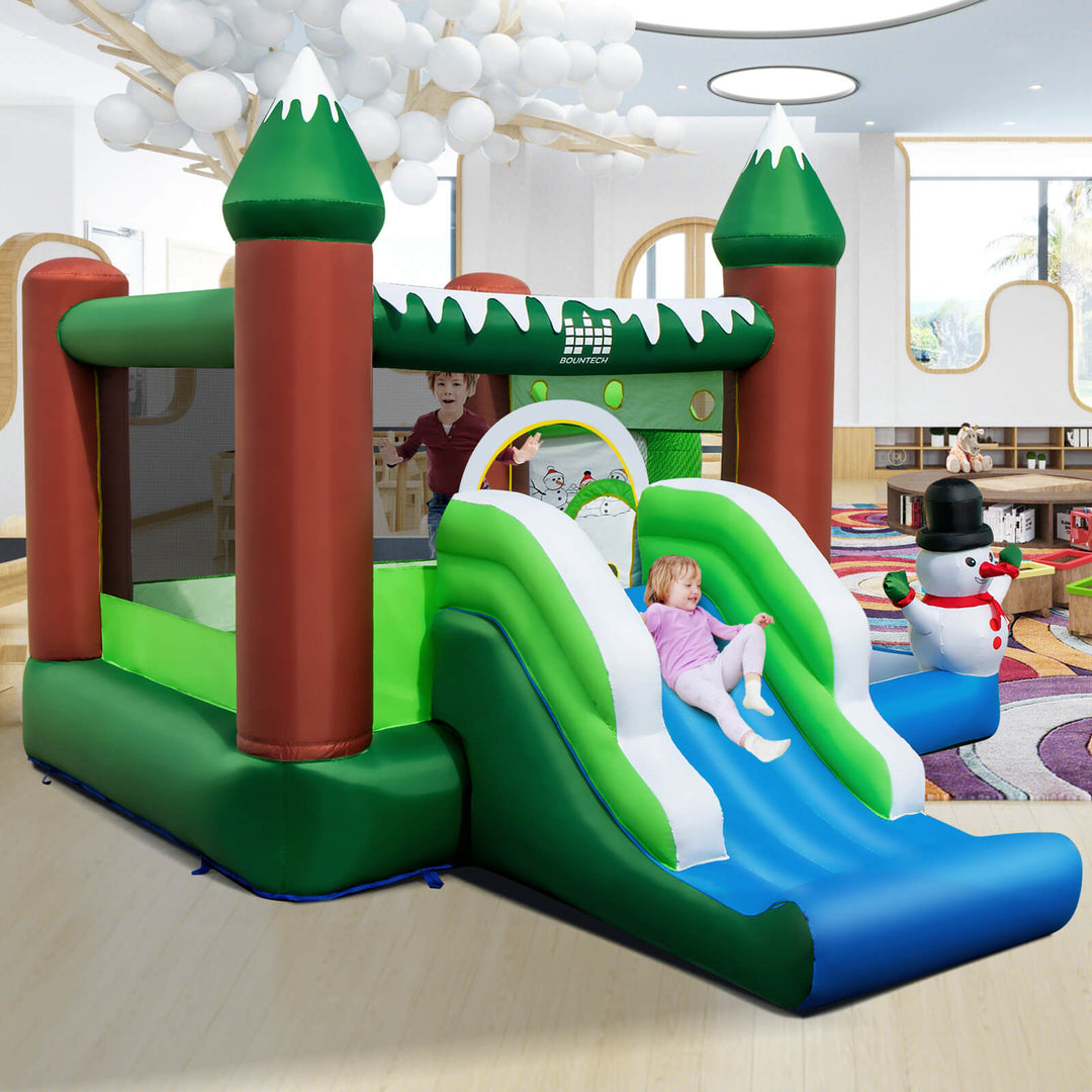Winter Themed Inflatable Bounce House with 680W Blower - TidySpaces