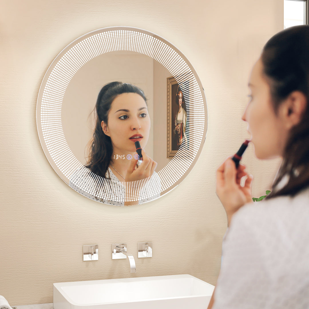 Wall-Mounted Vanity Makeup Mirror with 3-Color Dimmable Lights Touch Switch - TidySpaces