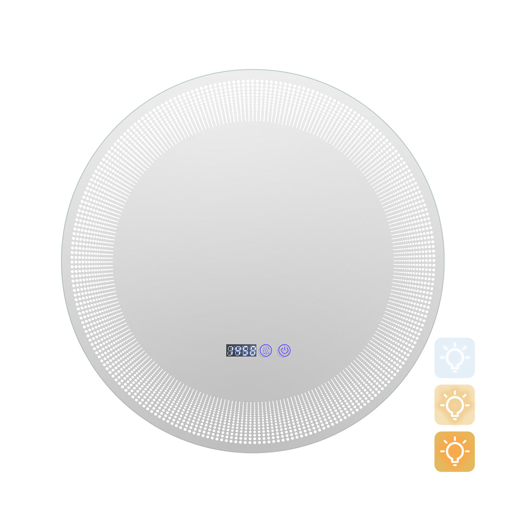 Wall-Mounted Vanity Makeup Mirror with 3-Color Dimmable Lights Touch Switch - TidySpaces