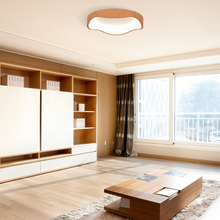 LED Mount Ceiling Light with Wood Pattern and Metal Frame-Natural - TidySpaces
