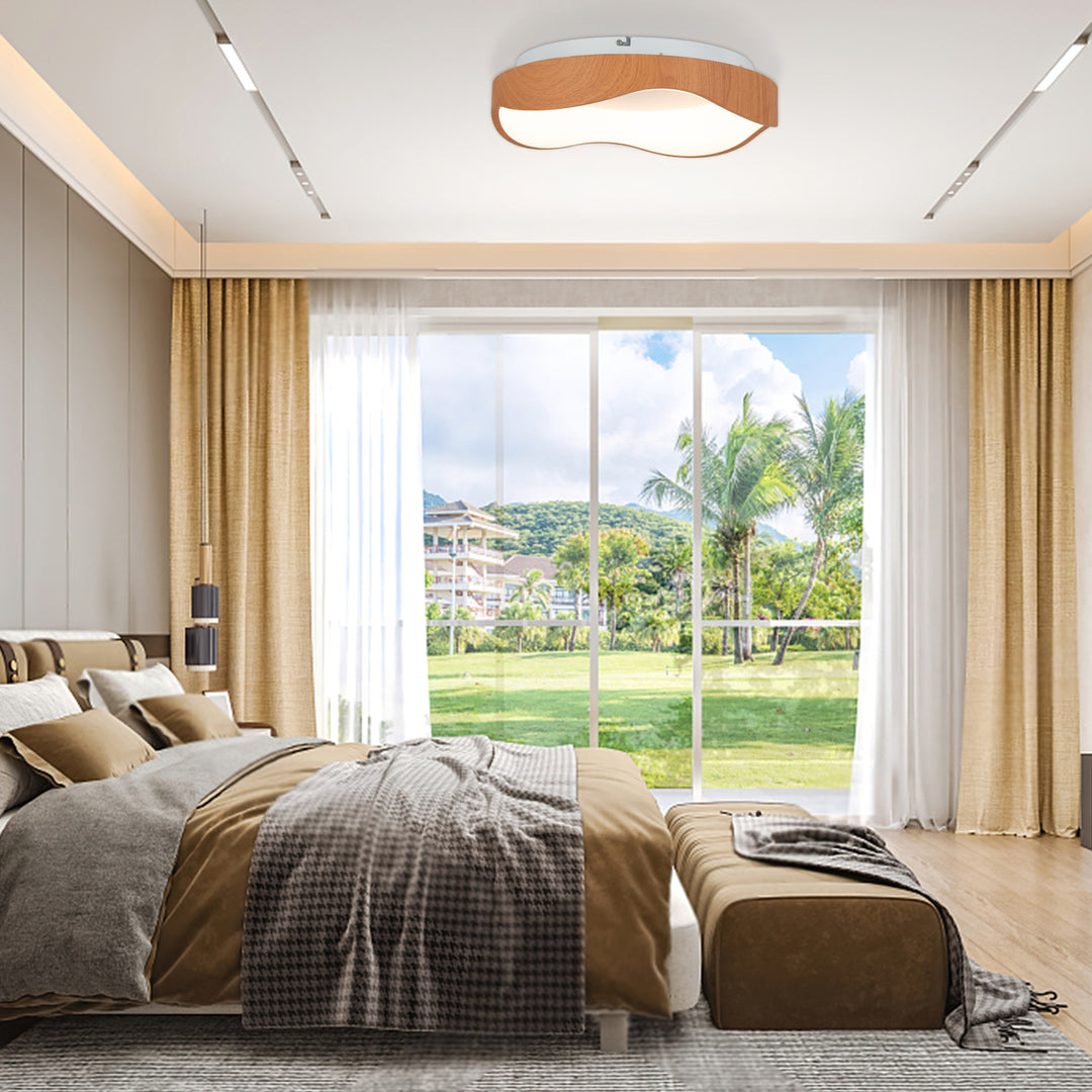 LED Mount Ceiling Light with Wood Pattern and Metal Frame-Natural - TidySpaces