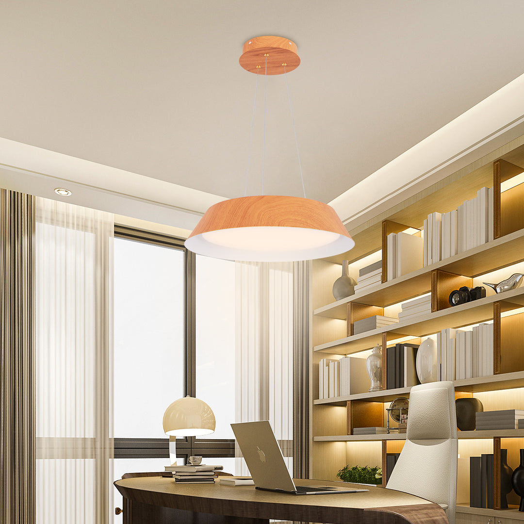 22W Modern Ceiling Light with Wood Grain and Metal Frame-Natural - TidySpaces