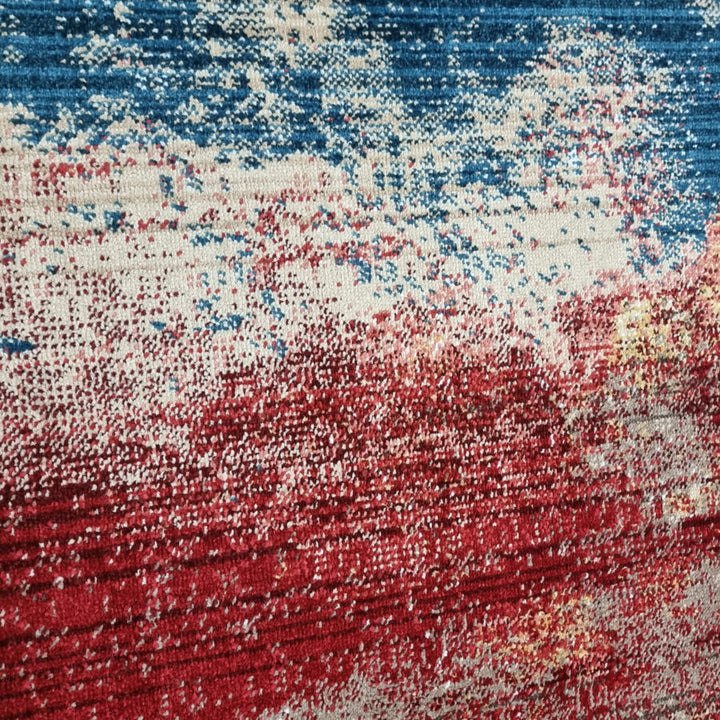 Multi-Coloured Abstract Distressed Rug Oil Painting - TidySpaces