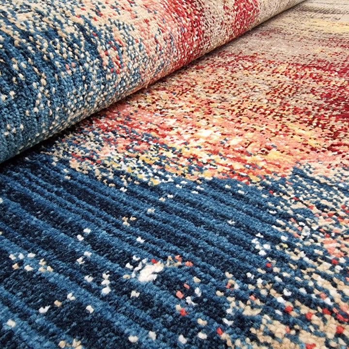 Multi-Coloured Abstract Distressed Rug Oil Painting - TidySpaces