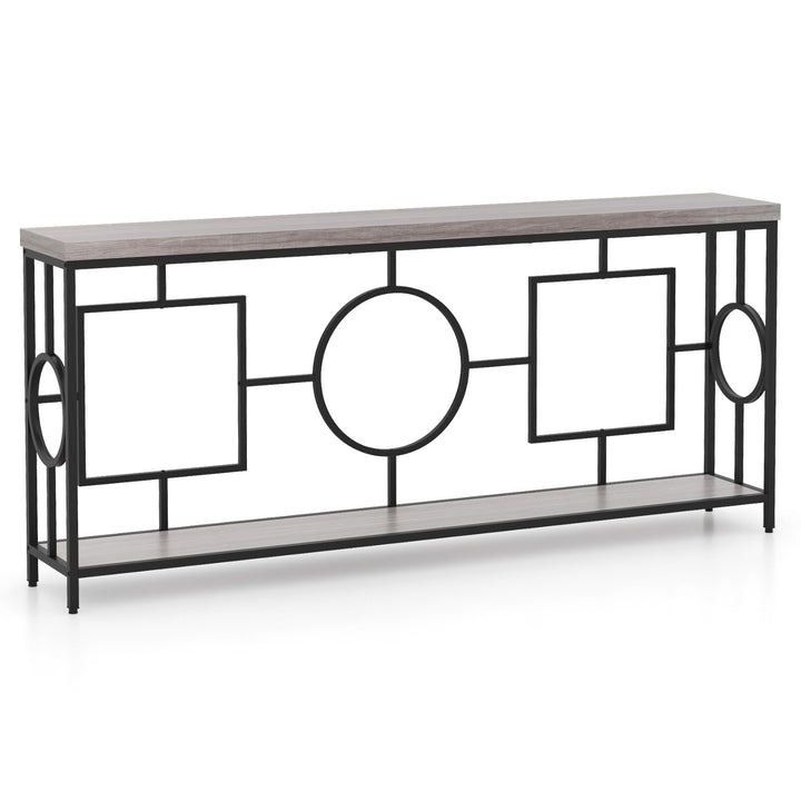 Rustic Accent Narrow 2-Tier Mid-Century Modern Console Table-Rustic Brown - TidySpaces