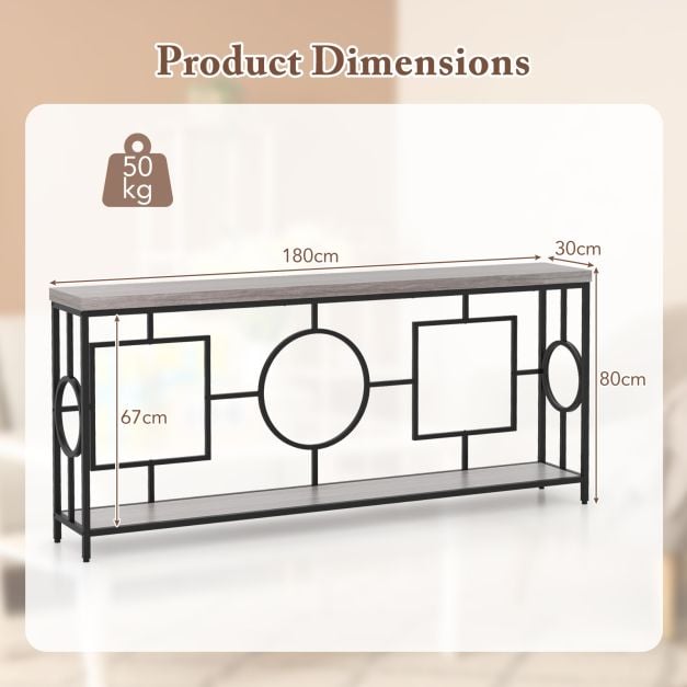 Rustic Accent Narrow 2-Tier Mid-Century Modern Console Table-Rustic Brown - TidySpaces