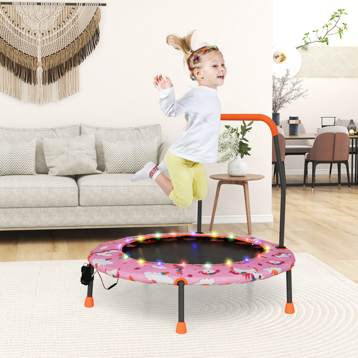 Mini Trampoline for Children with LED Lights and Padded Safety Handle - TidySpaces