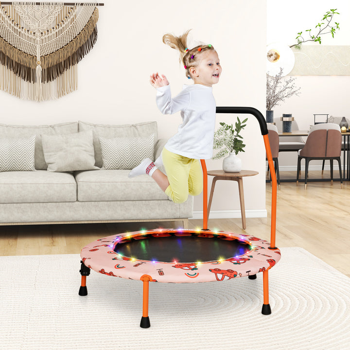 Mini Trampoline for Children with LED Lights and Padded Safety Handle - TidySpaces