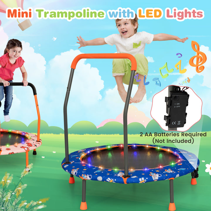 Mini Trampoline for Children with LED Lights and Padded Safety Handle - TidySpaces