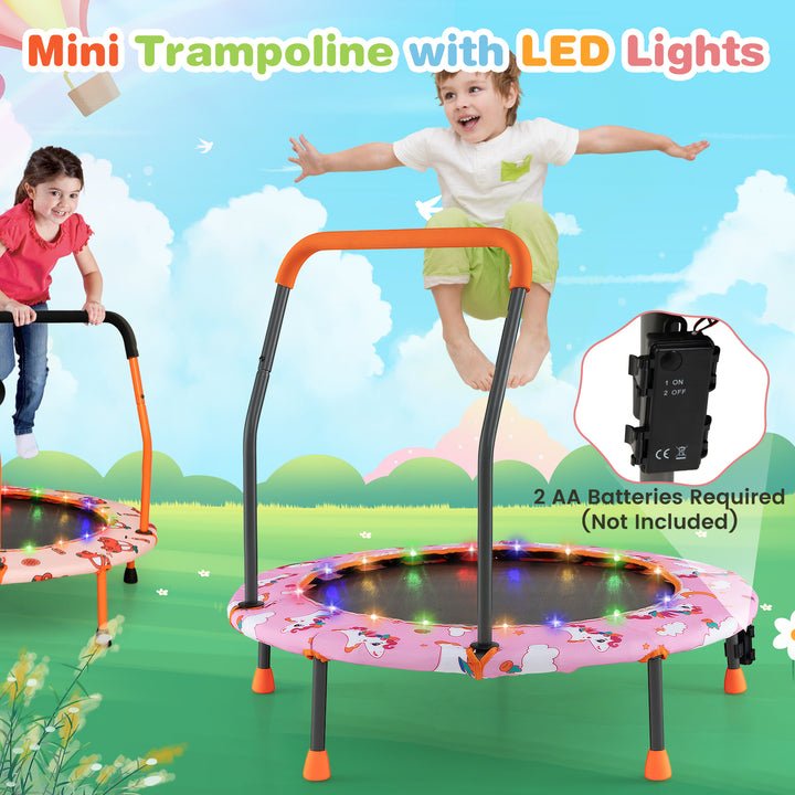 Mini Trampoline for Children with LED Lights and Padded Safety Handle - TidySpaces