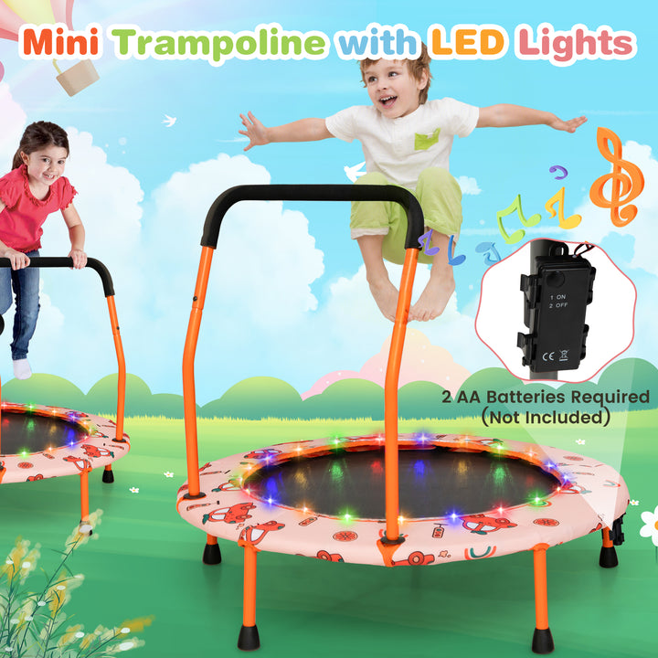 Mini Trampoline for Children with LED Lights and Padded Safety Handle - TidySpaces