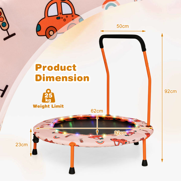 Mini Trampoline for Children with LED Lights and Padded Safety Handle - TidySpaces