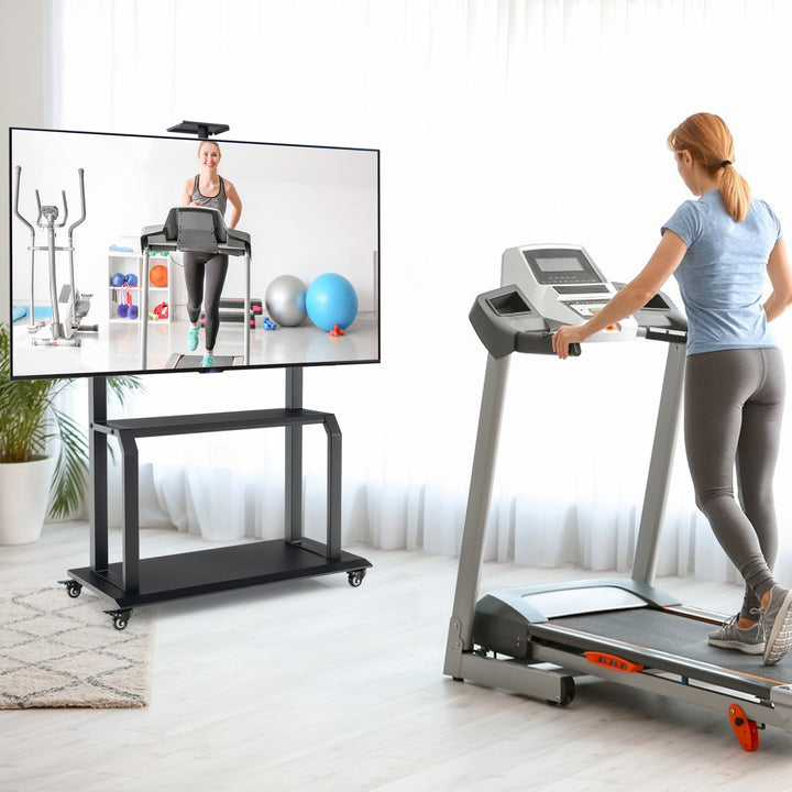 Mobile TV Stand Rolling TV Cart with Camera Shelf and AV Shelves - TidySpaces