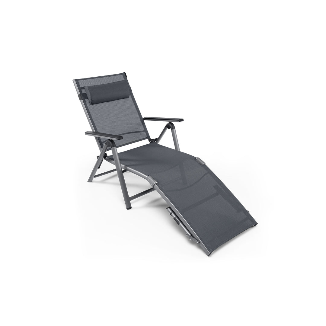 Outdoor Folding Chaise Lounge Chair with 8-Level Adjustable Backrests - TidySpaces