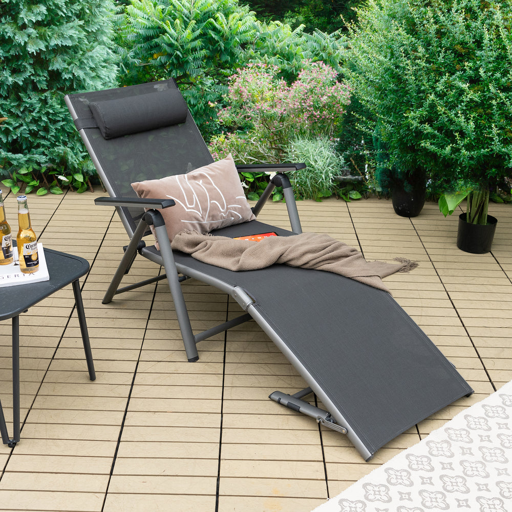 Outdoor Folding Chaise Lounge Chair with 8-Level Adjustable Backrests - TidySpaces