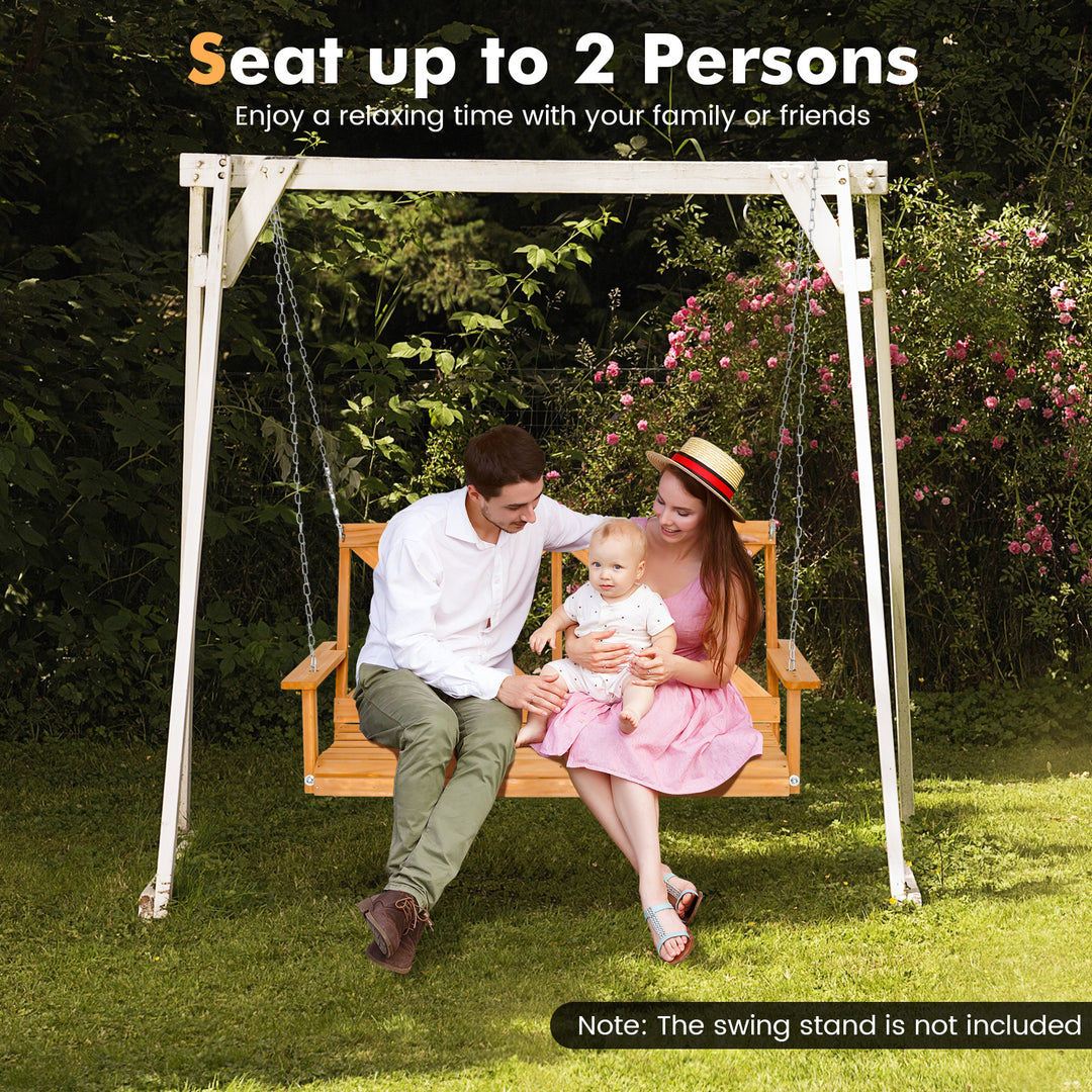 2-Person Porch Swing Chair with Adjustable Chains-Natural - TidySpaces
